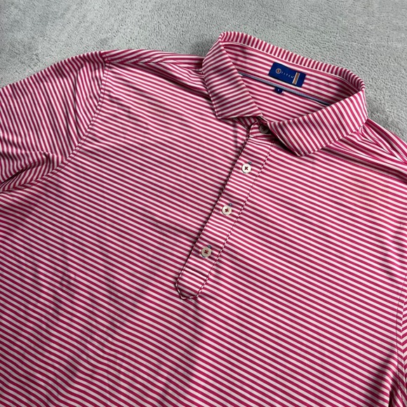 Stitch Golf Other - Stitch Golf Mens Large Pink White Striped Performance Polo Shirt Short Sleeve L